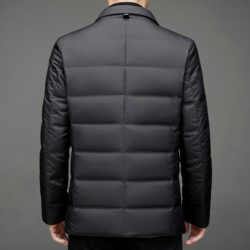 Stylische Herren Daunenjacke Mit Knopfleiste Und Tasche | Winter