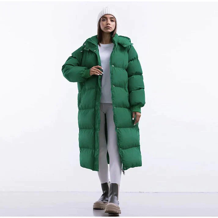 Lange Pufferjacke Für Damen | Mit Kapuze
