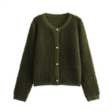 Kurzer Cardigan Mit Goldenen Knöpfen Für Damen | Warm