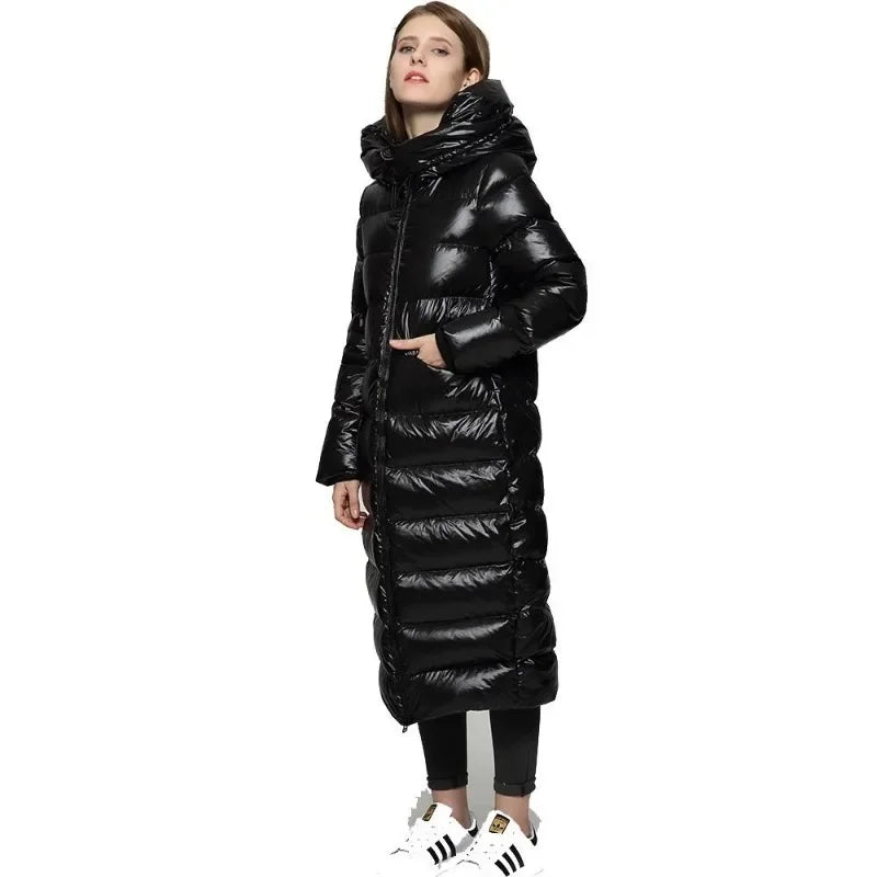 Lange Winter-Daunenjacke Für Damen | Mit Kapuze