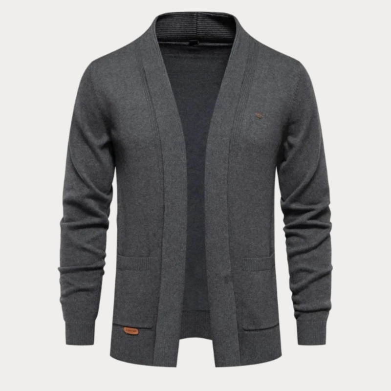 Klassische Strickjacke Mit Offener Vorderseite Für Herren | Schalkragen