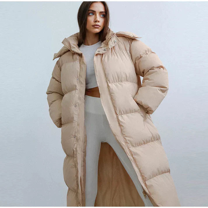 Lange Pufferjacke Für Damen | Mit Kapuze