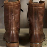 Strapazierfähige Herrenstiefel Aus Leder Im Biker-stil | Schnürstiefel