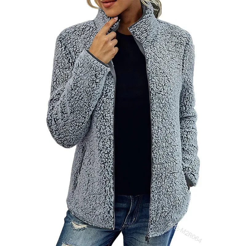 Lara - Teddy Fleece Damen Strickjacke