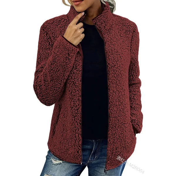 Lara - Teddy Fleece Damen Strickjacke