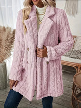 Klassischer Langer Strickmantel Mit Revers Für Damen | Winter