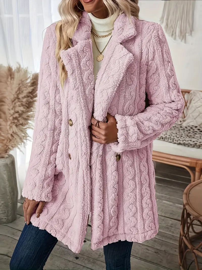 Klassischer Langer Strickmantel Mit Revers Für Damen | Winter