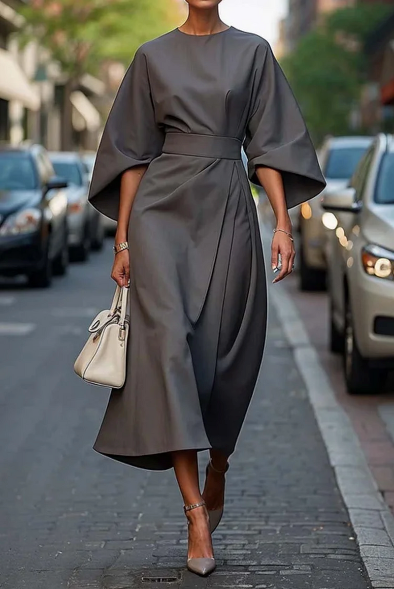 Damen Midikleid Mit Laternenärmeln | Stilvoll