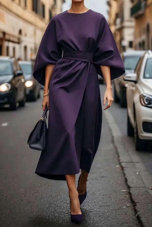 Damen Midikleid Mit Laternenärmeln | Stilvoll
