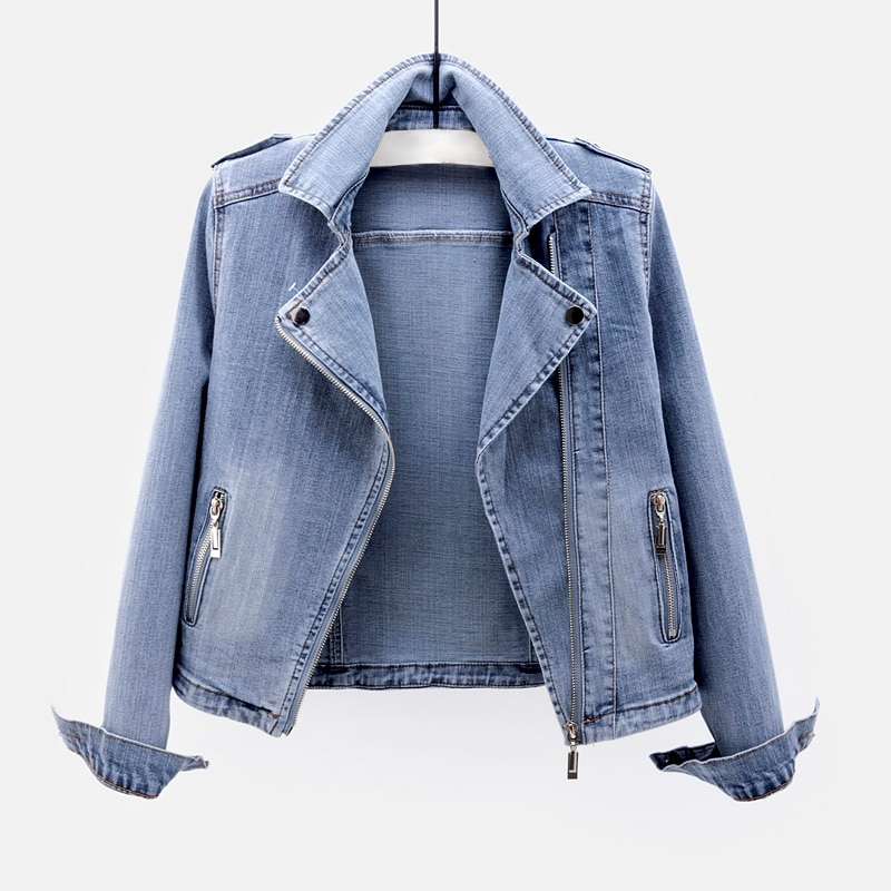 Denim Motorradjacke Für Damen | Reverskragen