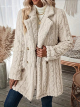 Klassischer Langer Strickmantel Mit Revers Für Damen | Winter
