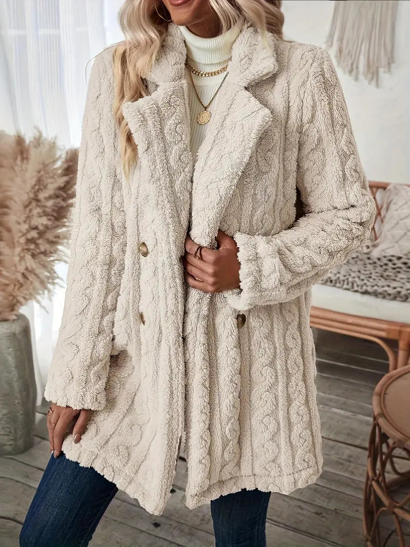 Klassischer Langer Strickmantel Mit Revers Für Damen | Winter