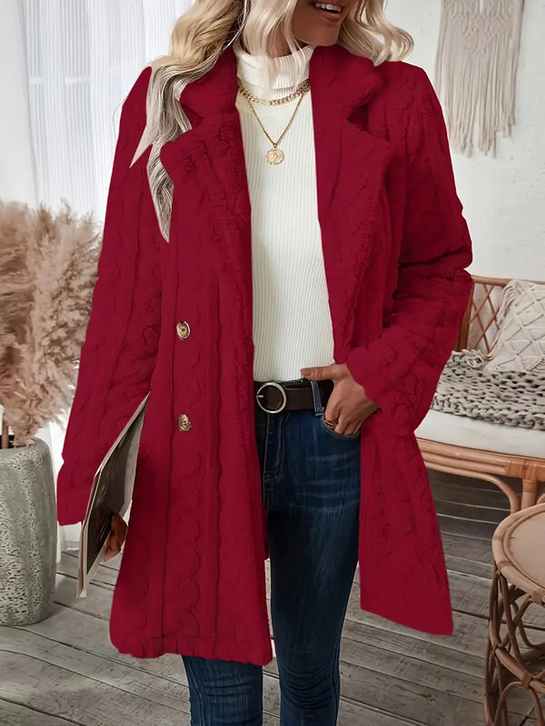 Klassischer Langer Strickmantel Mit Revers Für Damen | Winter