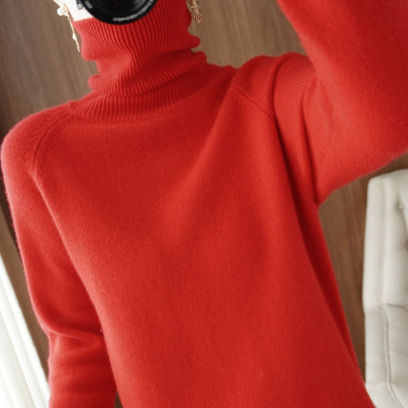 Kaschmir Langarmpullover Für Damen | Rollkragen