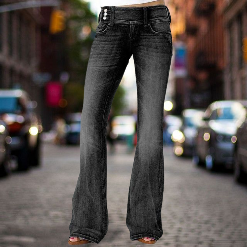 Edelie - Eleganz Klassische Jeans mit mittlerer Taille und Flair