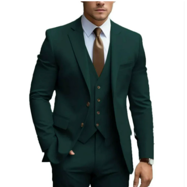 3-teiliger Hochzeitsgastanzug für Herren – Eleganter Zweiknopf-Anzug mit Weste | Herren Anzug