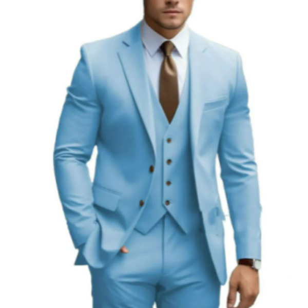3-teiliger Hochzeitsgastanzug für Herren – Eleganter Zweiknopf-Anzug mit Weste | Herren Anzug