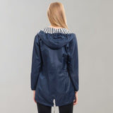 Mittellange Regenjacke Mit Kapuze Für Frauen | Verstellbare Taille