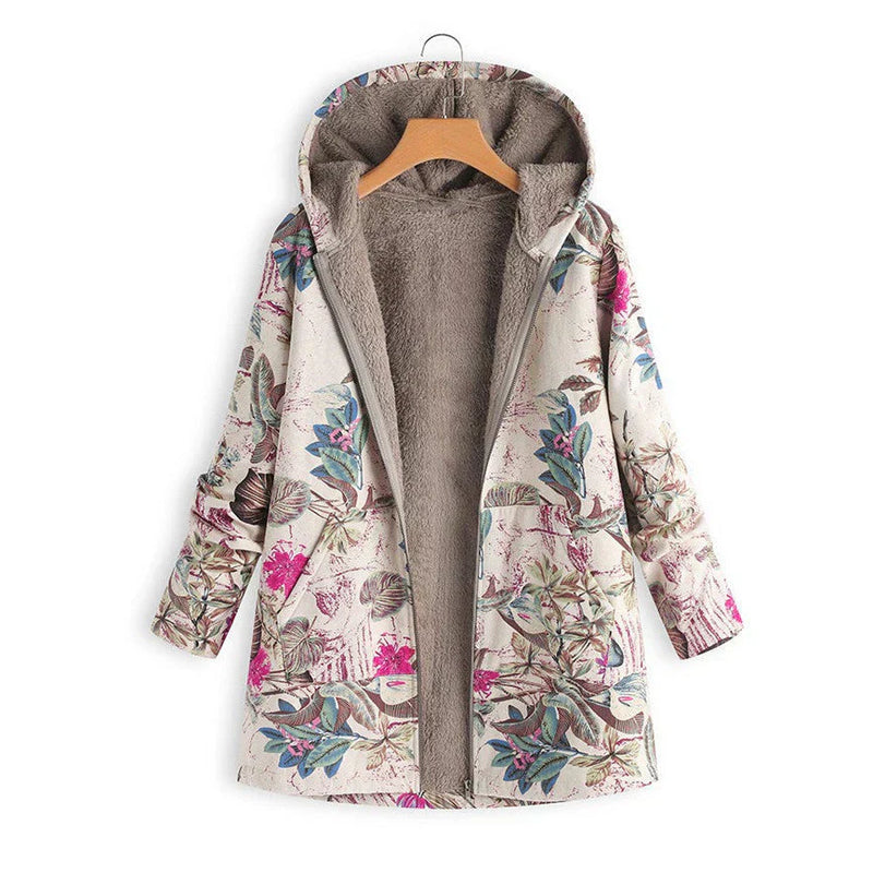Gemusterte Damenjacke Mit Kapuze | Winter