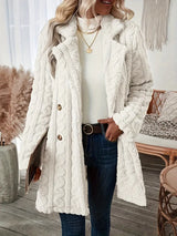 Klassischer Langer Strickmantel Mit Revers Für Damen | Winter
