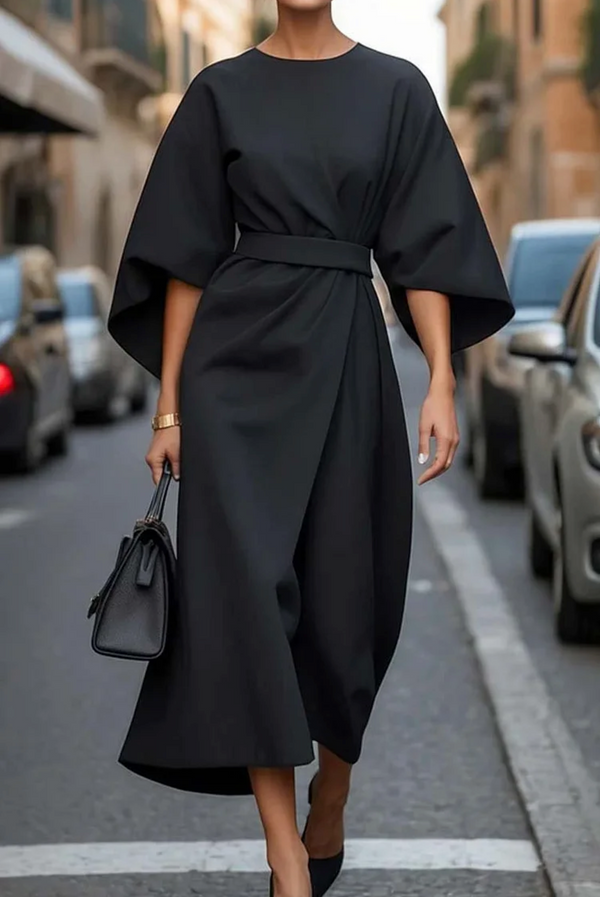 Damen Midikleid Mit Laternenärmeln | Stilvoll