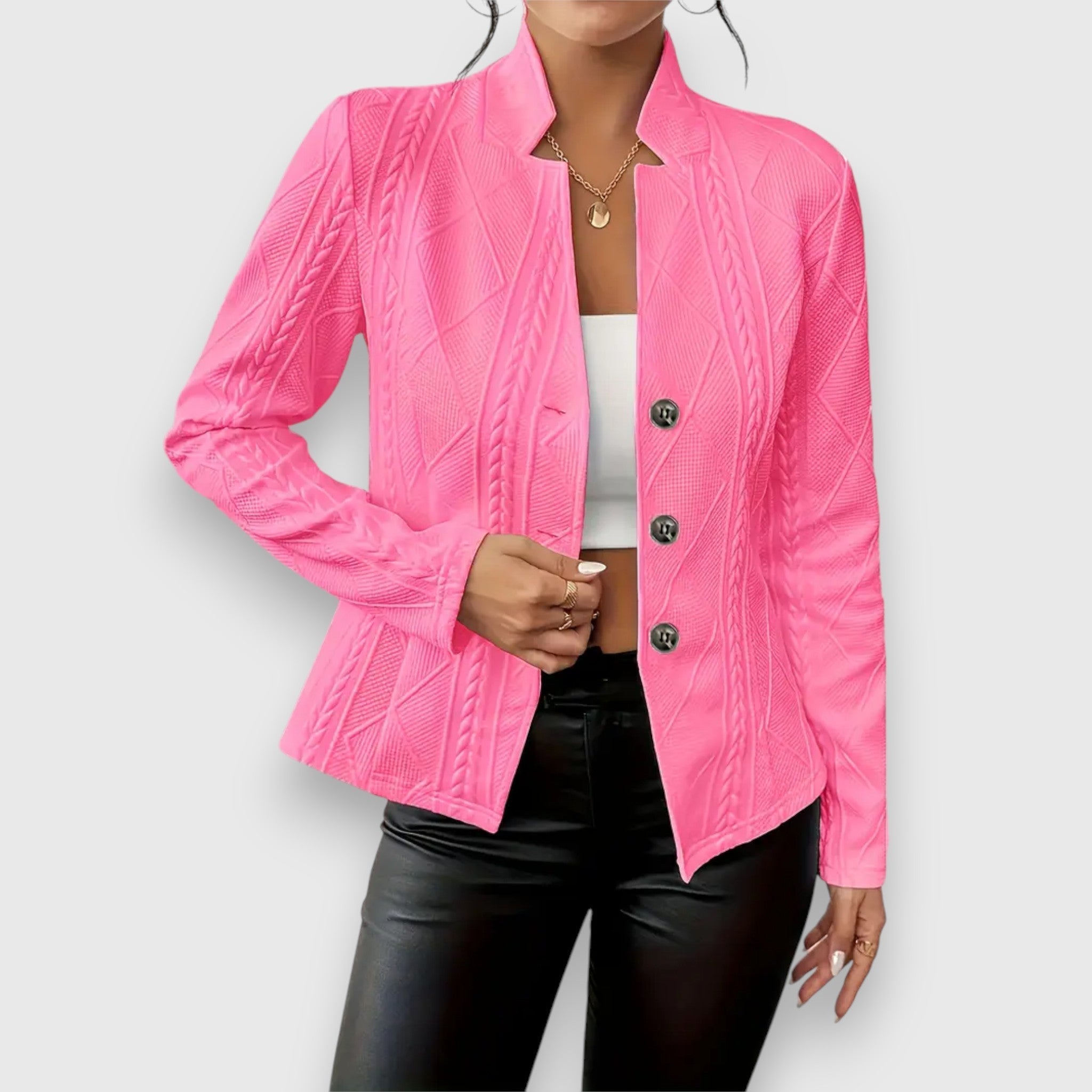 Langärmliger Strickblazer Für Damen | Button-Down
