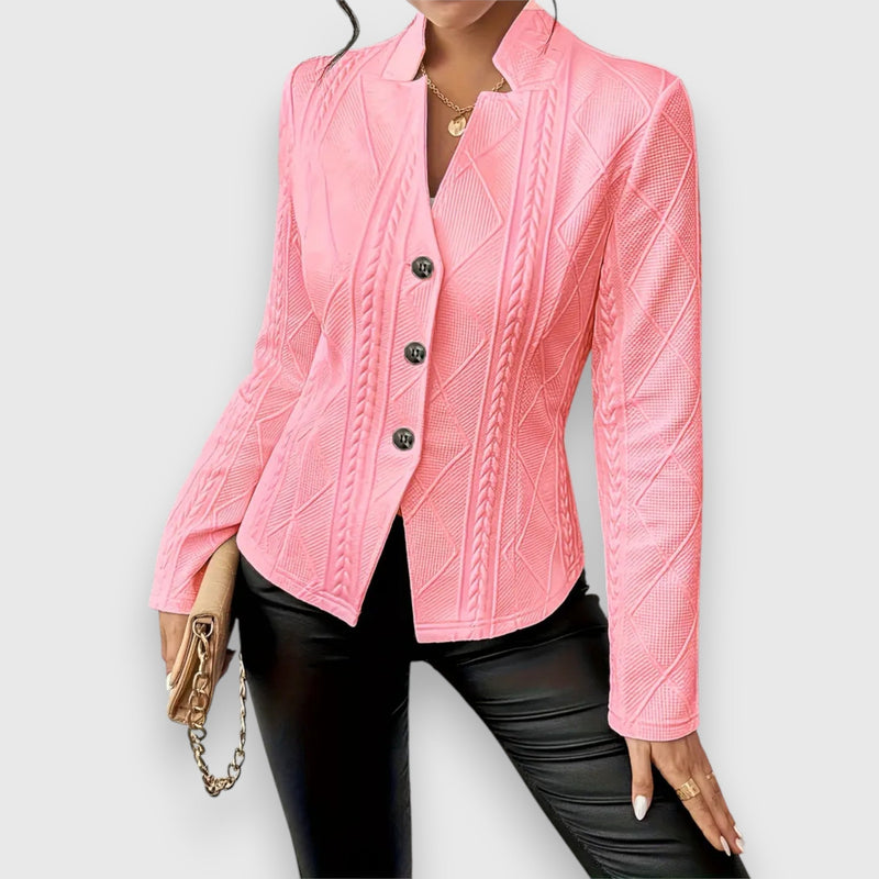 Langärmliger Strickblazer Für Damen | Button-Down