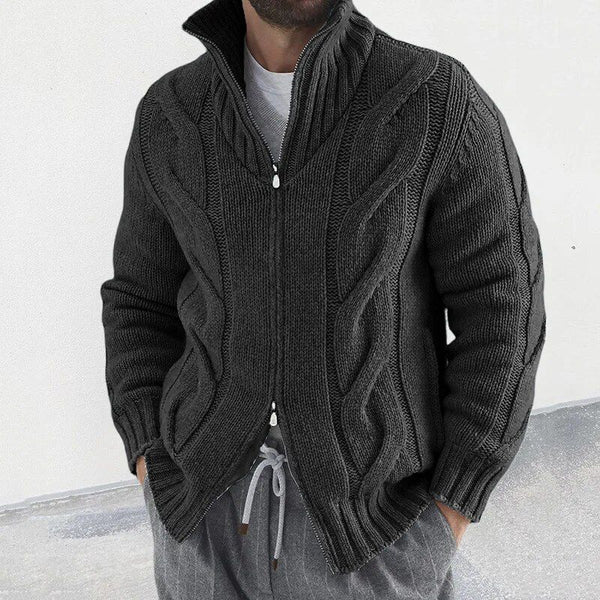 Stylische Winter-Strickjacke Mit Rollkragen Und Reißverschluss Für Herren | Lange Ärmel