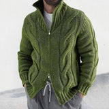 Stylische Winter-Strickjacke Mit Rollkragen Und Reißverschluss Für Herren | Lange Ärmel