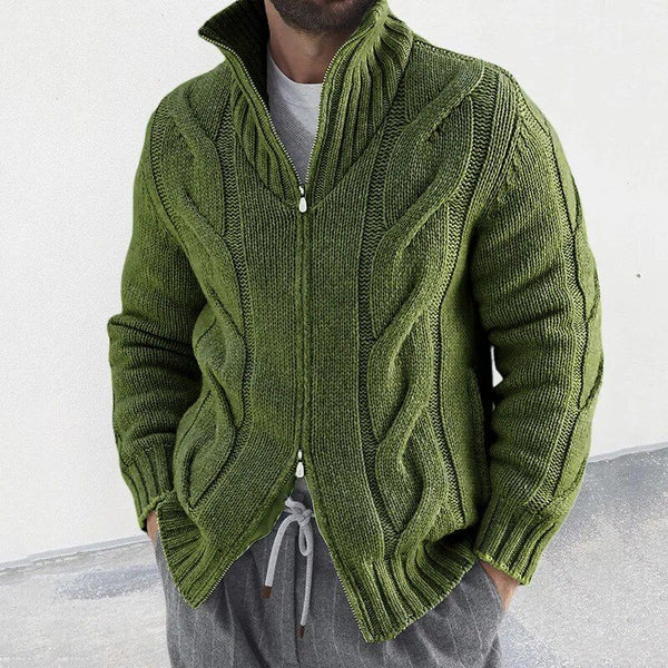 Stylische Winter-Strickjacke Mit Rollkragen Und Reißverschluss Für Herren | Lange Ärmel
