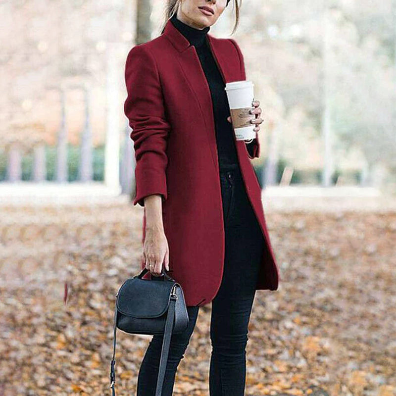 Modischer Trenchcoat Mit Geradem Schnitt Für Damen | Offene Vorderseite