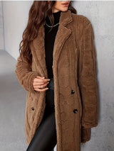 Klassischer Langer Strickmantel Mit Revers Für Damen | Winter