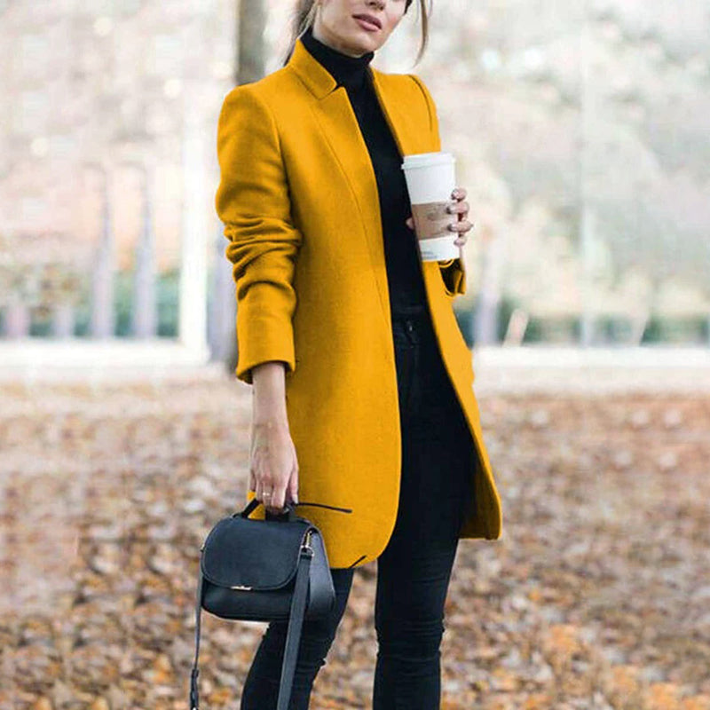 Modischer Trenchcoat Mit Geradem Schnitt Für Damen | Offene Vorderseite