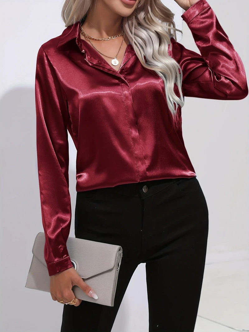 Elegantes Glänzendes Hemd Für Frauen | Langarm