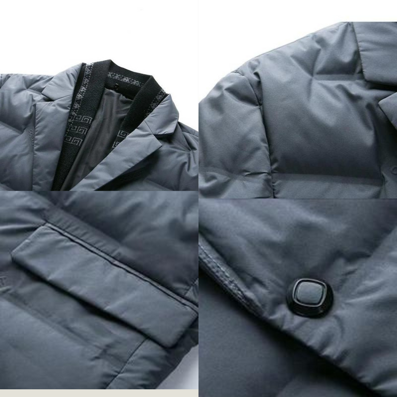 Stylische Herren Daunenjacke Mit Knopfleiste Und Tasche | Winter
