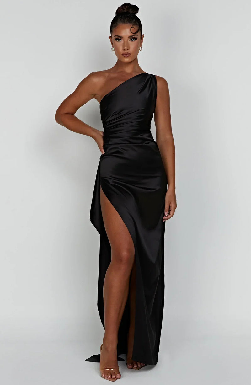 Damen Abendkleid mit Seitenschlitz | One Shoulder
