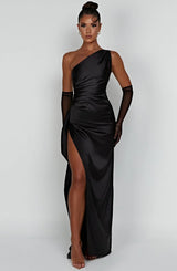 Damen Abendkleid mit Seitenschlitz | One Shoulder