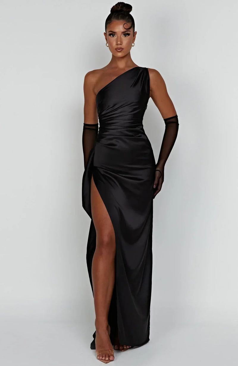 Damen Abendkleid mit Seitenschlitz | One Shoulder