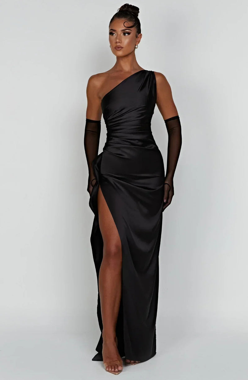 Damen Abendkleid mit Seitenschlitz | One Shoulder