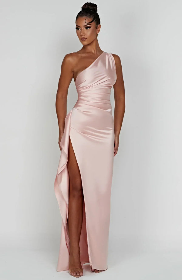 Damen Abendkleid mit Seitenschlitz | One Shoulder