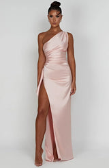 Damen Abendkleid mit Seitenschlitz | One Shoulder