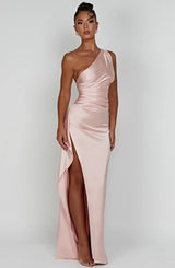 Damen Abendkleid mit Seitenschlitz | One Shoulder