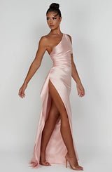 Damen Abendkleid mit Seitenschlitz | One Shoulder