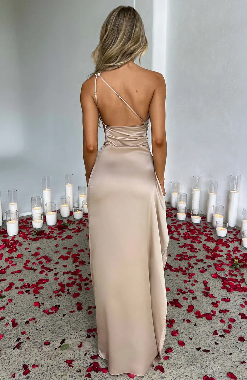 Damen Abendkleid mit Seitenschlitz | One Shoulder