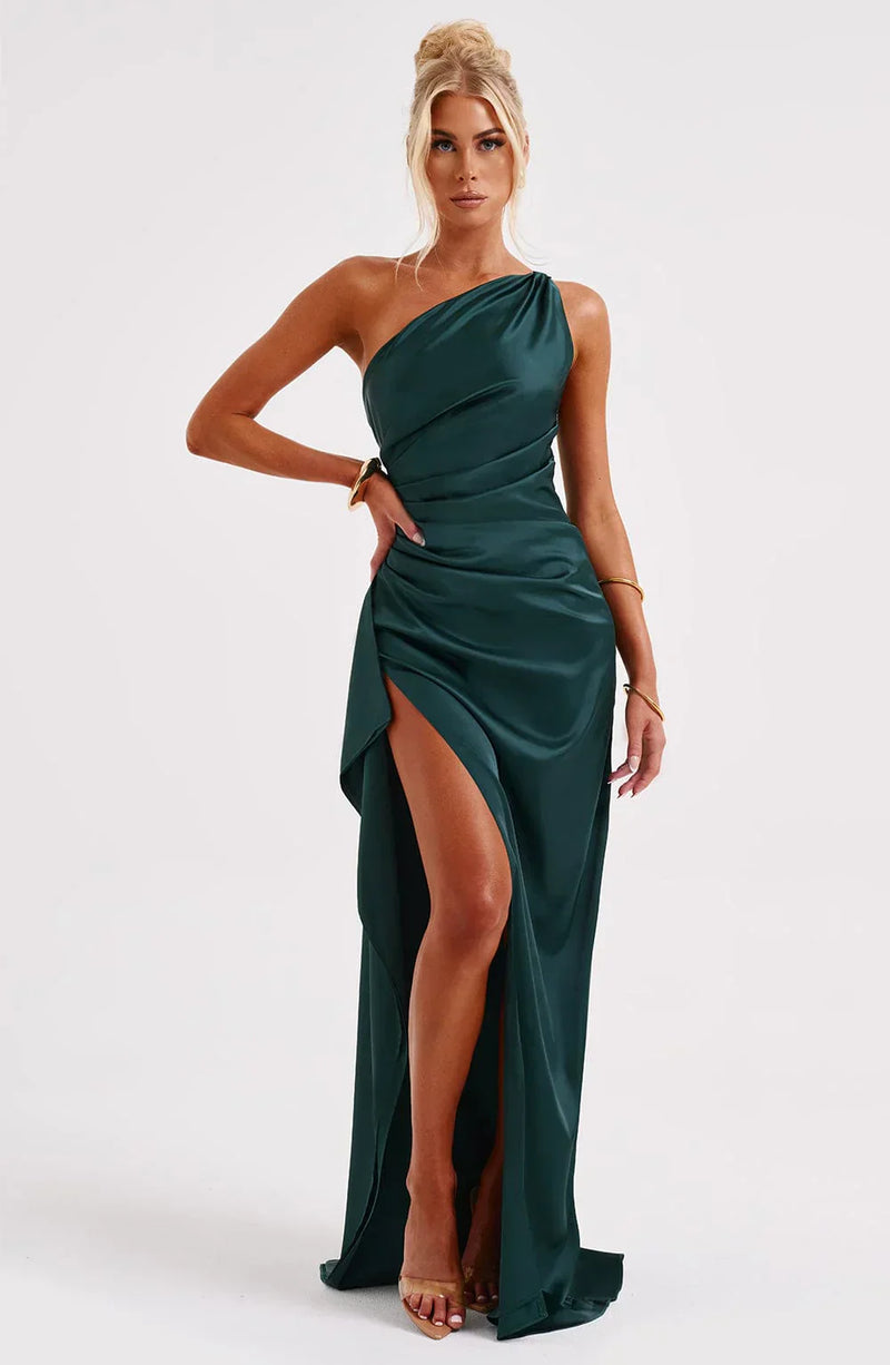 Damen Abendkleid mit Seitenschlitz | One Shoulder