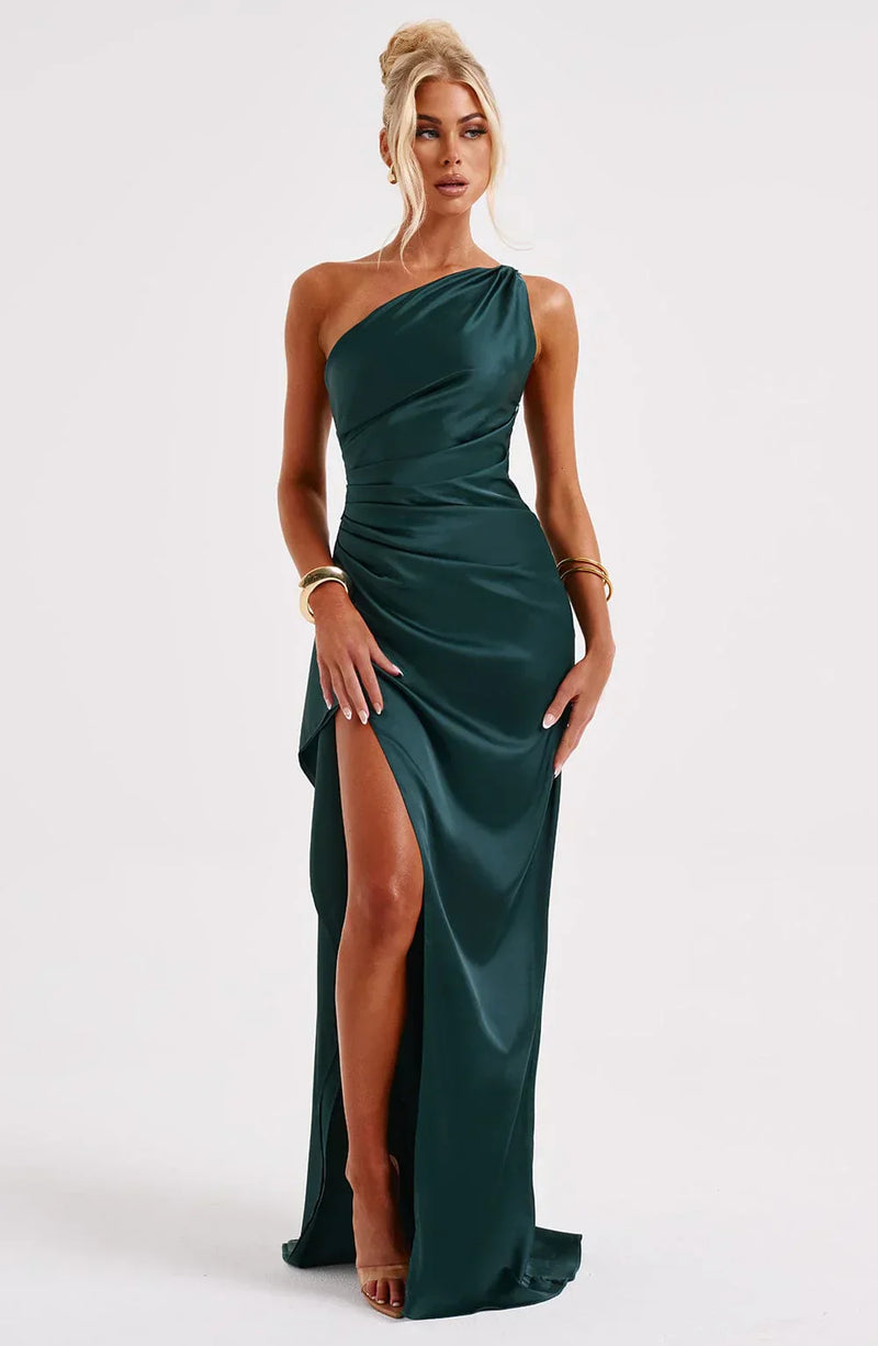 Damen Abendkleid mit Seitenschlitz | One Shoulder