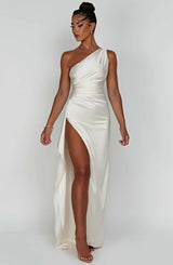 Damen Abendkleid mit Seitenschlitz | One Shoulder