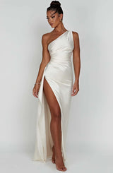 Damen Abendkleid mit Seitenschlitz | One Shoulder
