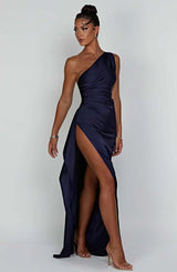 Damen Abendkleid mit Seitenschlitz | One Shoulder