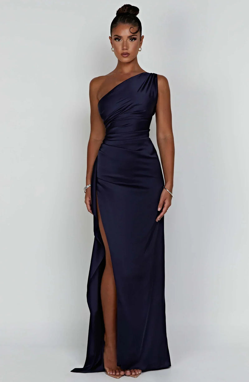 Damen Abendkleid mit Seitenschlitz | One Shoulder